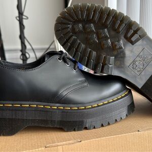 Dr. Martens 1461 Quad Mono platform vegan leather lace up shoes black NWB sz 8